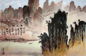 Paysage de montagne et fleuve à Tianmenshan. Eric Marié